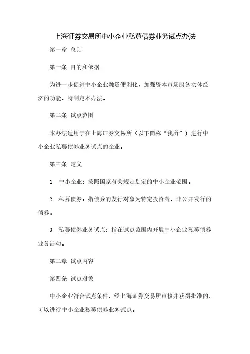 证券交易所中小企业私募债券业务试点办法