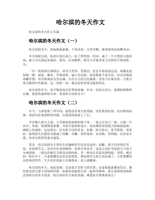 哈尔滨的冬天作文