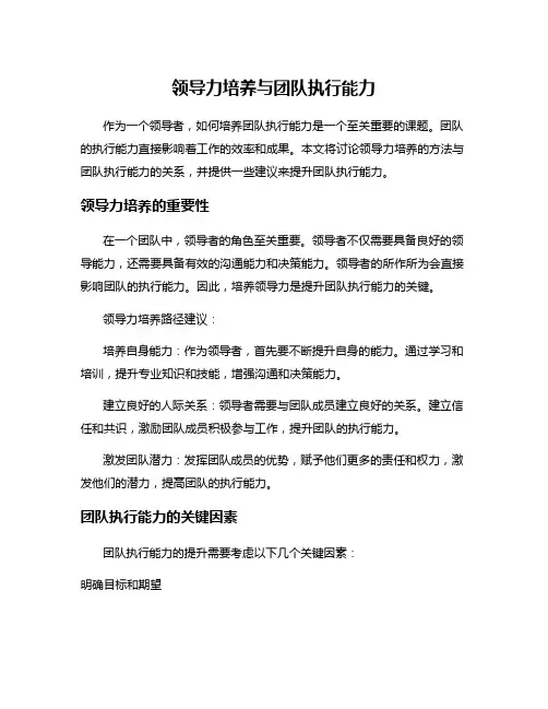 领导力培养与团队执行能力