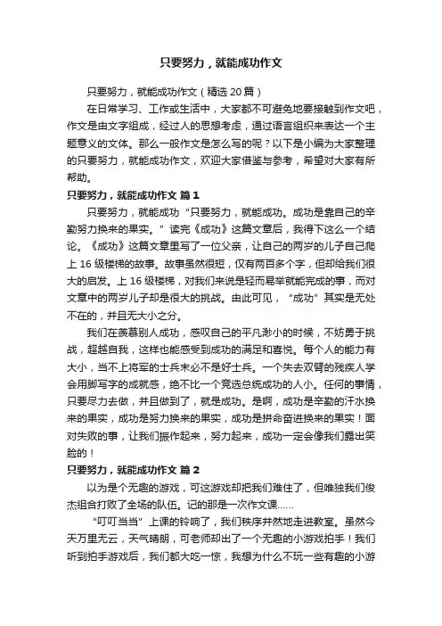 只要努力，就能成功作文（精选20篇）
