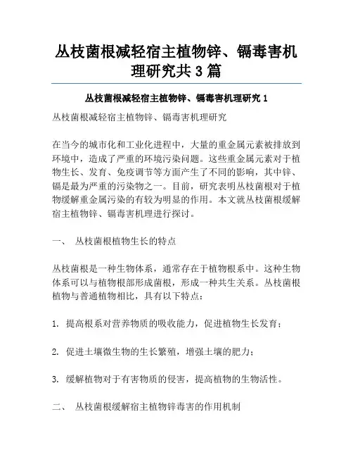 丛枝菌根减轻宿主植物锌、镉毒害机理研究共3篇
