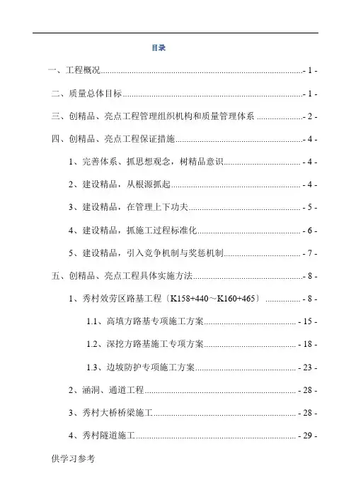 创精品亮点工程实施方案