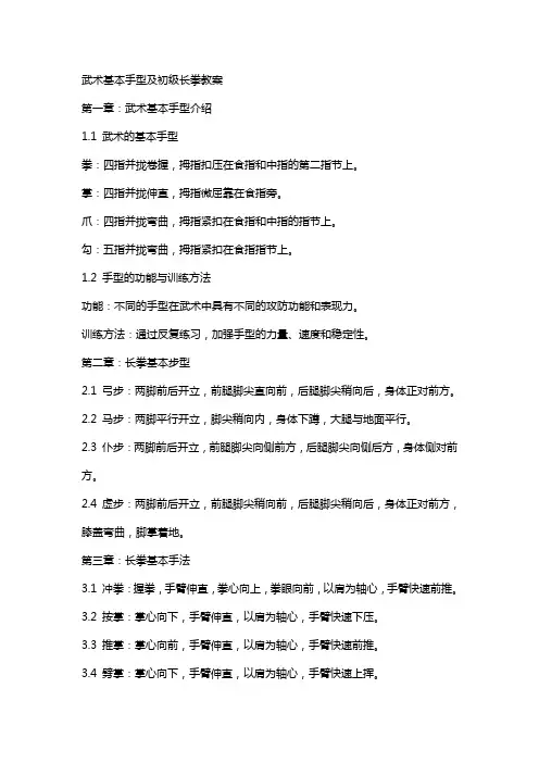 武术基本手型及初级长拳教案