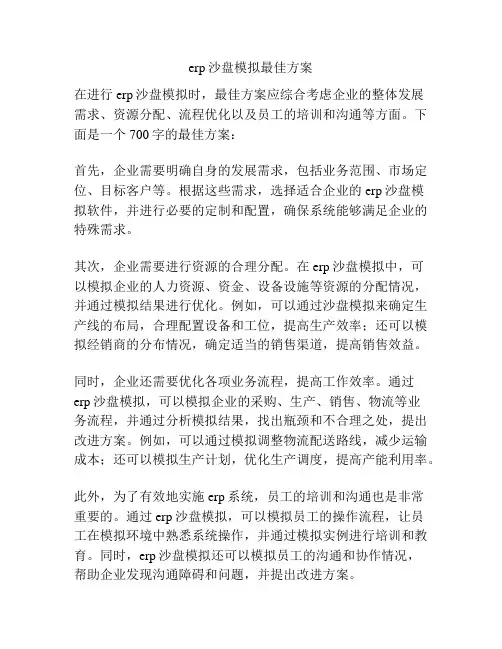 erp沙盘模拟最佳方案