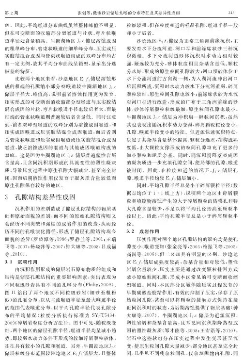 低渗砂岩储层孔喉的分布特征及其差异性成因（下）