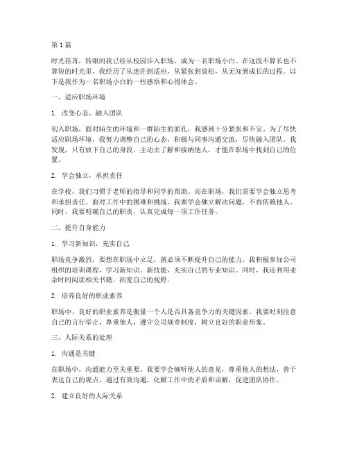 职场小白感悟心得体会(3篇)