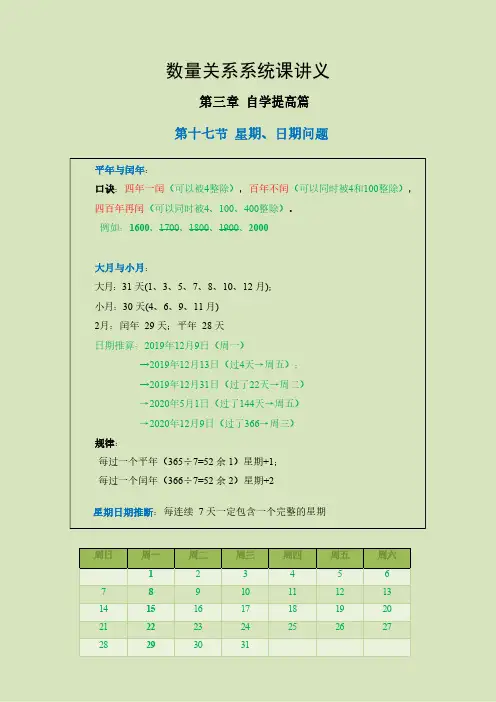 数量关系系统课讲义(17-星期、日期问题)