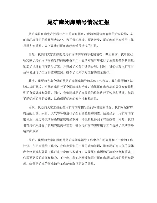 尾矿库闭库销号情况汇报