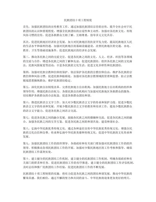 民族团结十项工程制度