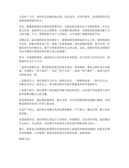 离团领导发言稿范文