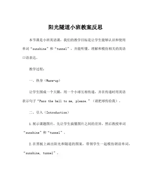 阳光隧道小班教案反思