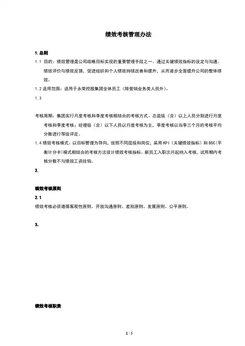 集团绩效考核管理办法