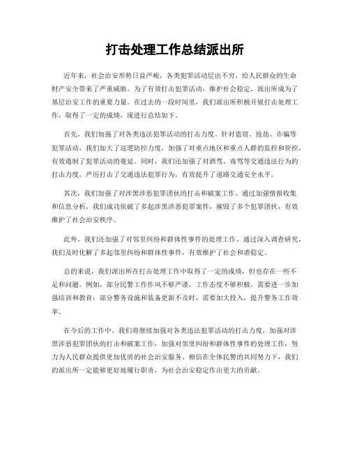 打击处理工作总结派出所