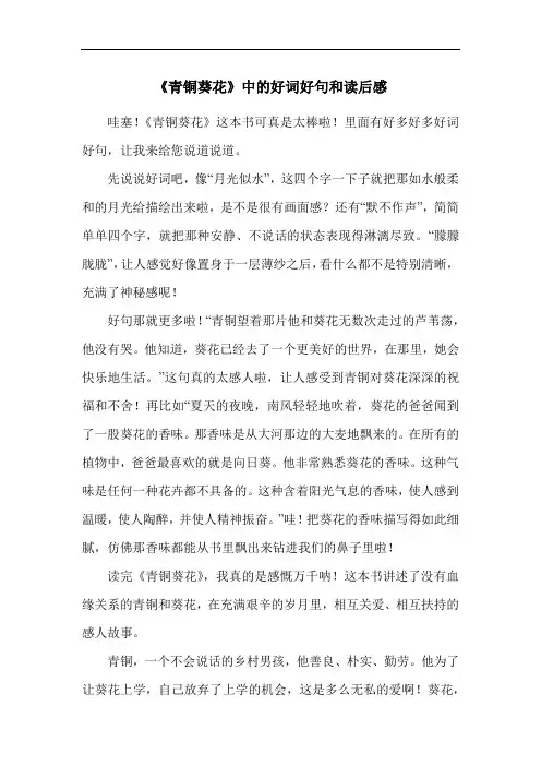 《青铜葵花》中的好词好句和读后感