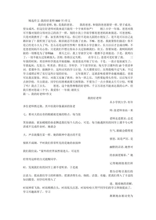 我的好老师(600字)作文