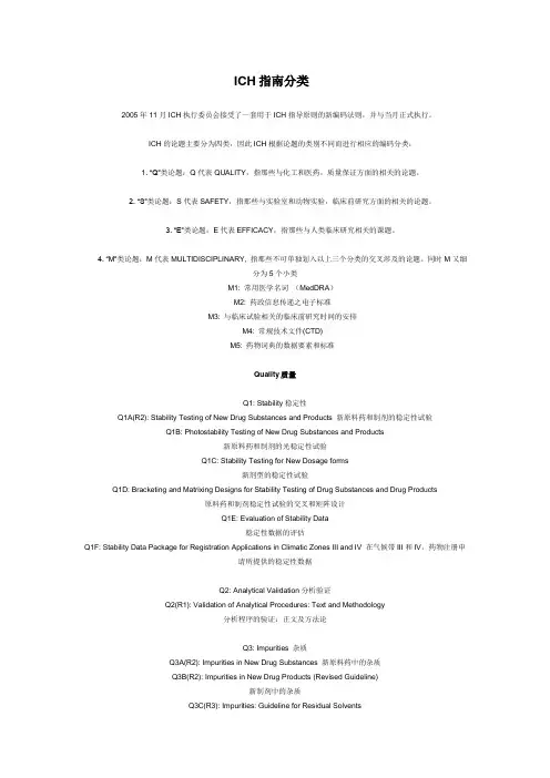 ICH指南分类