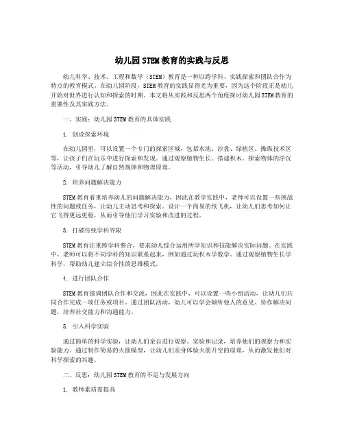 幼儿园STEM教育的实践与反思