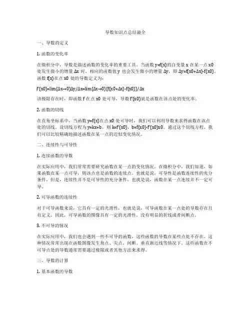 导数知识点总结最全