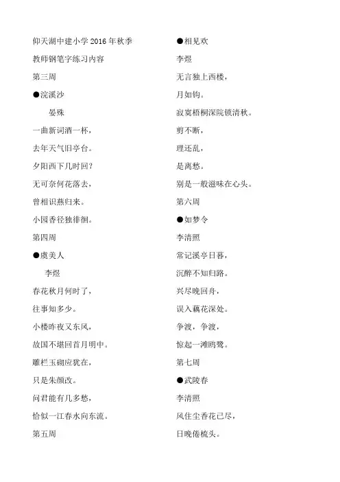 教师钢笔字、粉笔字练习内容