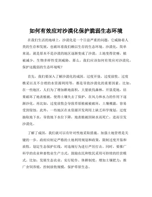如何有效应对沙漠化保护脆弱生态环境