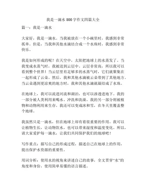 我是一滴水800字作文四篇大全