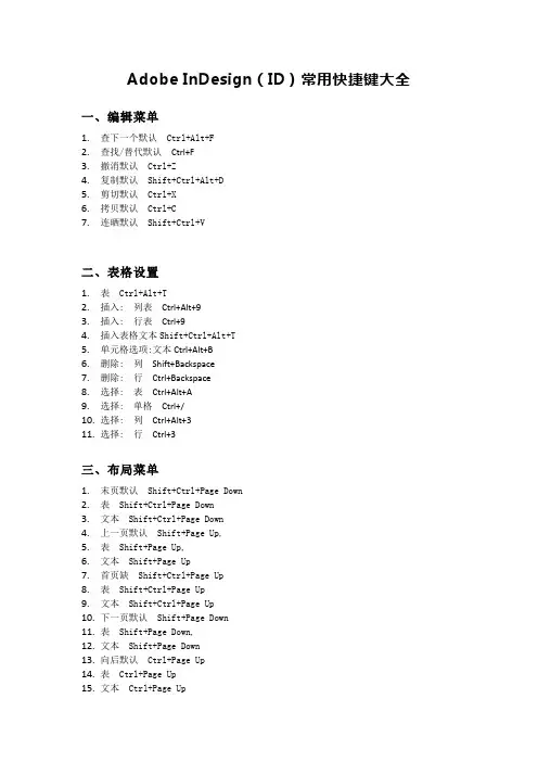 Adobe InDesign(ID)常用快捷键大全