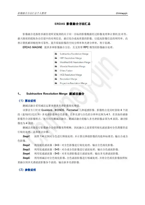 ERDAS 影像融合方法汇总(chimneyqin)