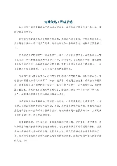 青藏铁路工程观后感