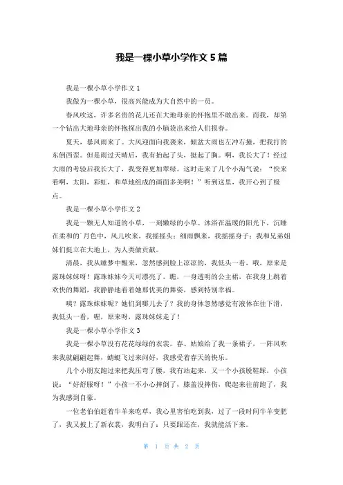 我是一棵小草小学作文5篇