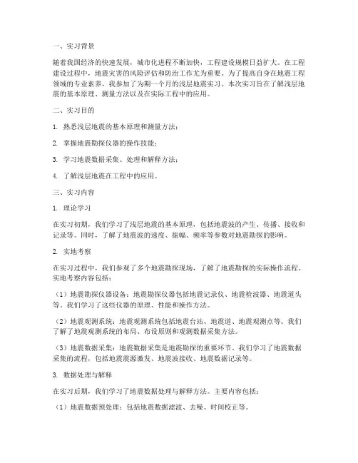 浅层地震实习报告