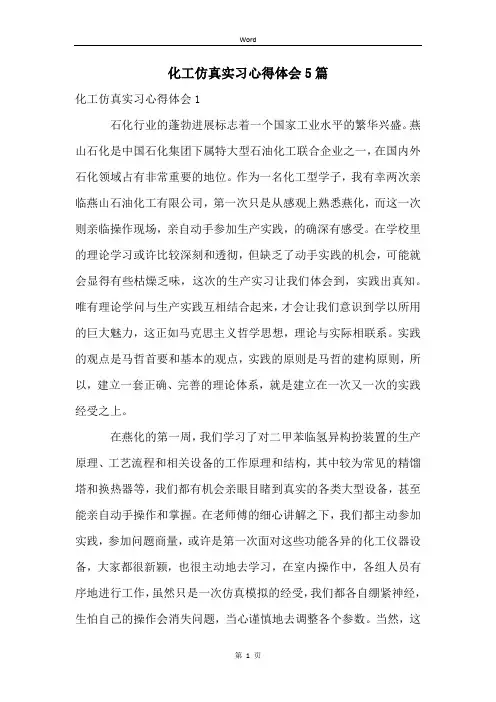 化工仿真实习心得体会5篇 (2)
