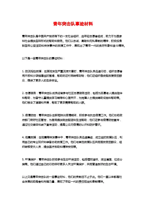 青年突击队事迹材料