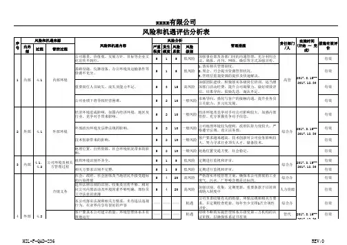 风险和机遇与应对评估分析表XLS