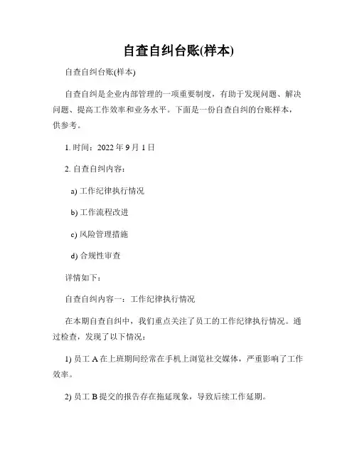 自查自纠台账(样本)