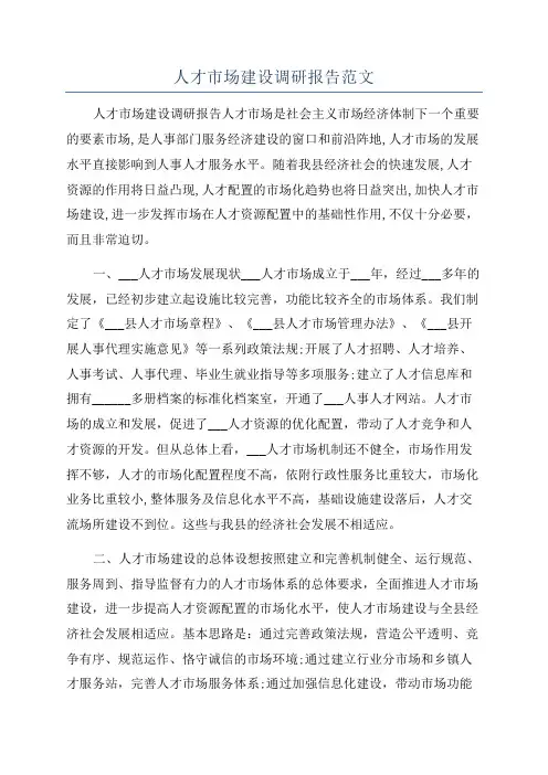 人才市场建设调研报告范文