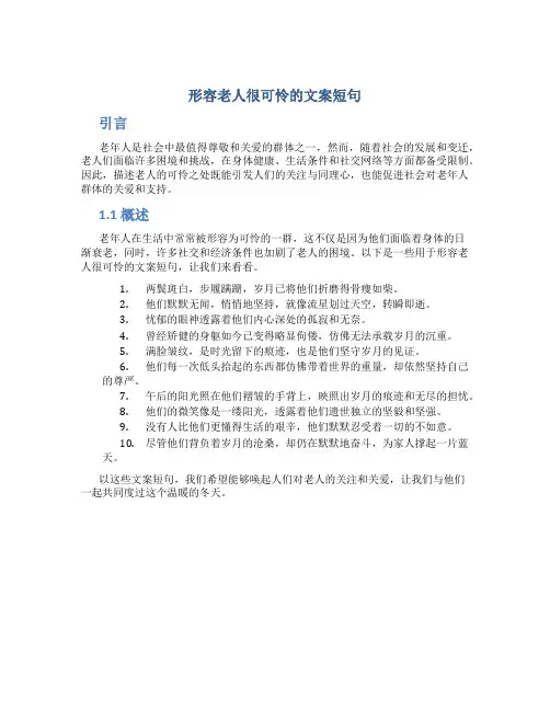 形容老人很可怜的文案短句