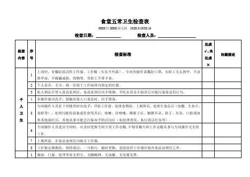 学校食堂五常卫生检查记录表