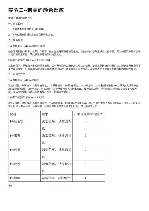 实验二--糖类的颜色反应