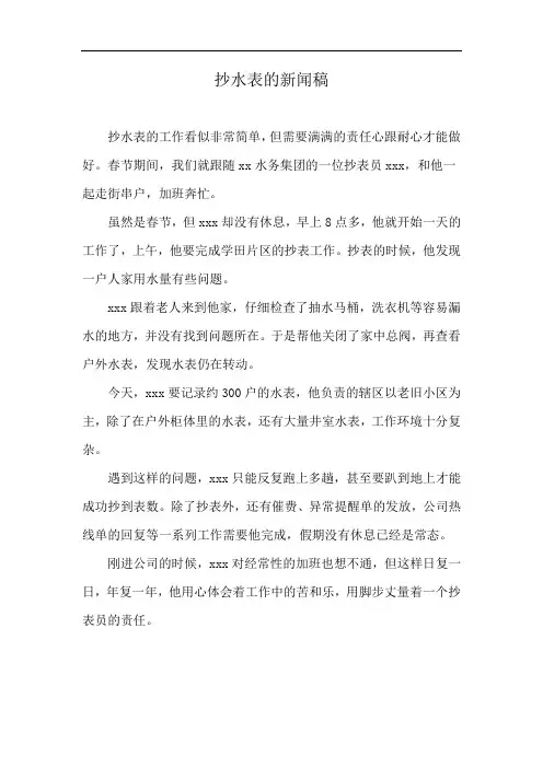 抄水表的新闻稿
