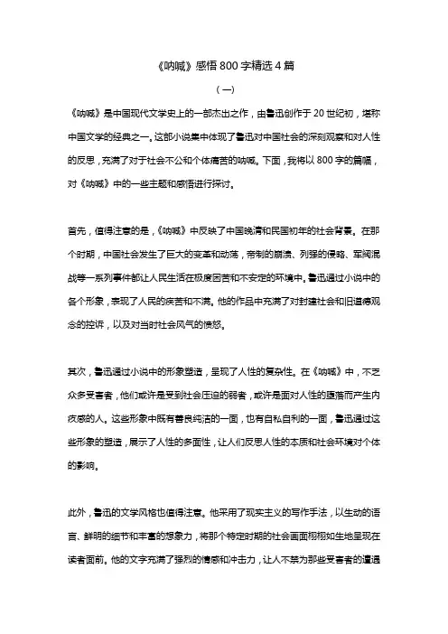 《呐喊》感悟800字精选(4)篇