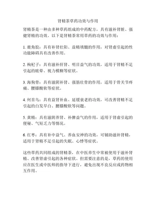 肾精茶草药功效与作用