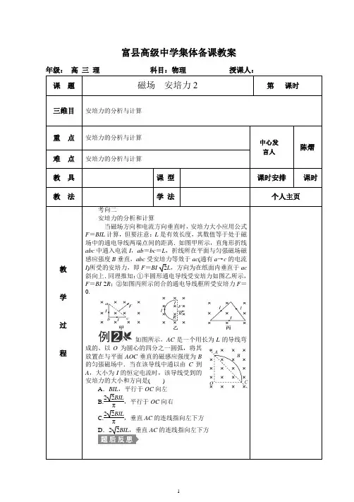 一轮复习教案磁场  安培力2