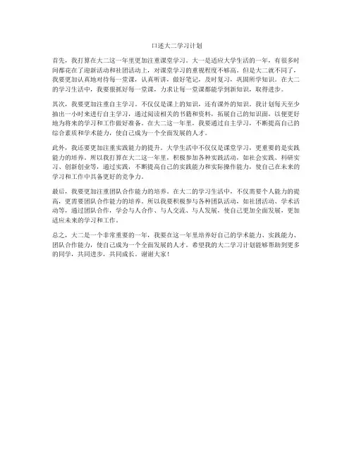 口述大二学习计划