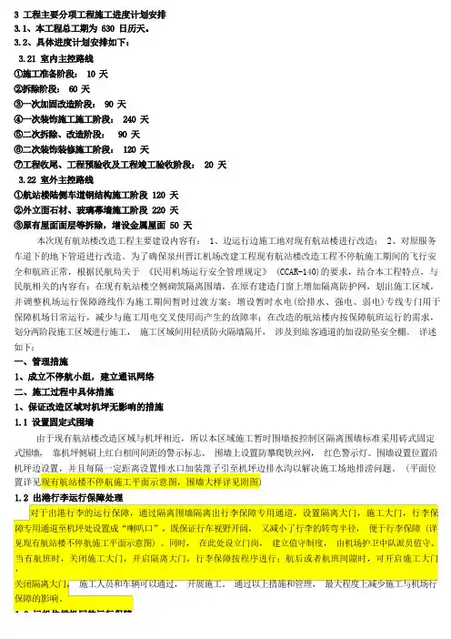 工程主要分项工程施工进度计划安排
