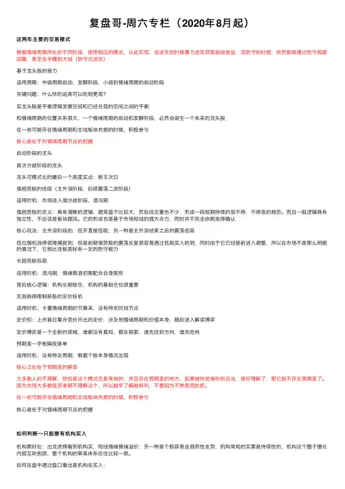 复盘哥-周六专栏（2020年8月起）