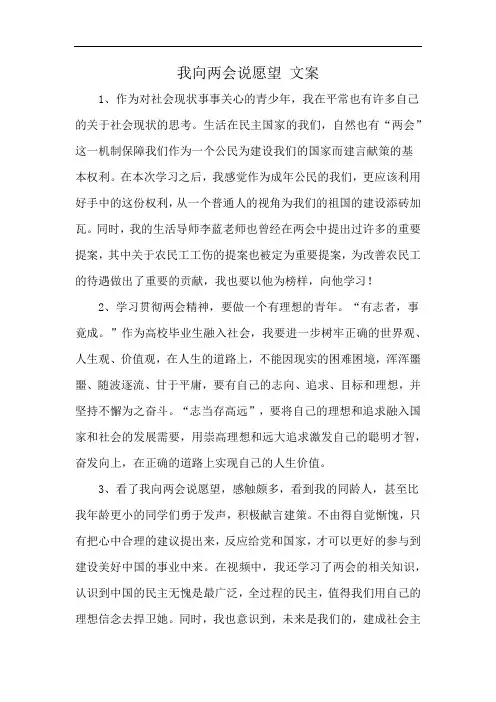 我向两会说愿望 文案