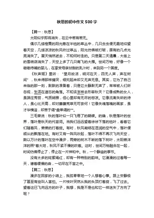 秋思的初中作文500字