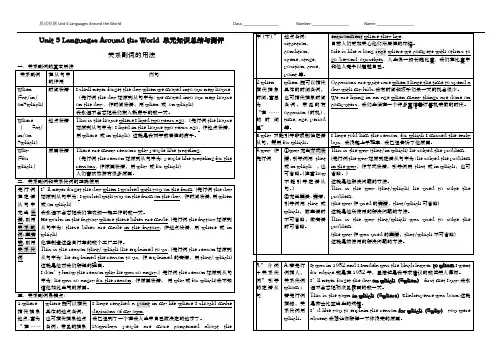 Unit-5-Languages-Around-the-World-单元语法知识总结与测评