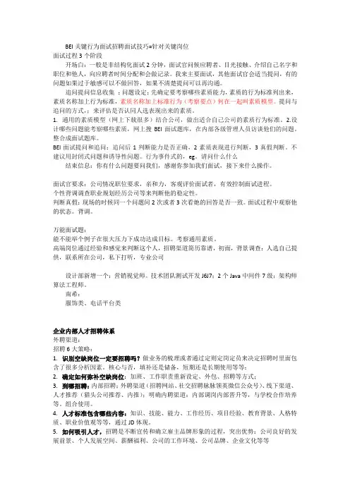 BEI关键行为面试招聘面试技巧