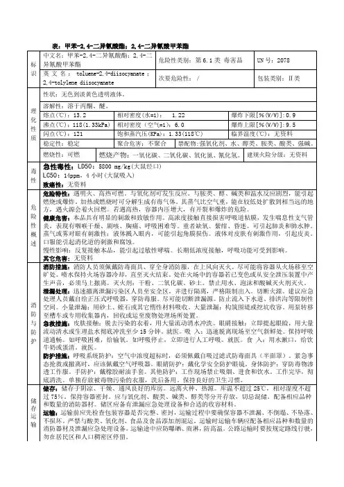 甲苯-2,4-二异氰酸酯;2,4-二异氰酸甲苯酯